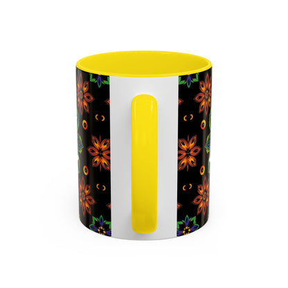 Accent Coffee Mug, Libra, Zodiac v4, Flower Pattern, (11, 15oz)