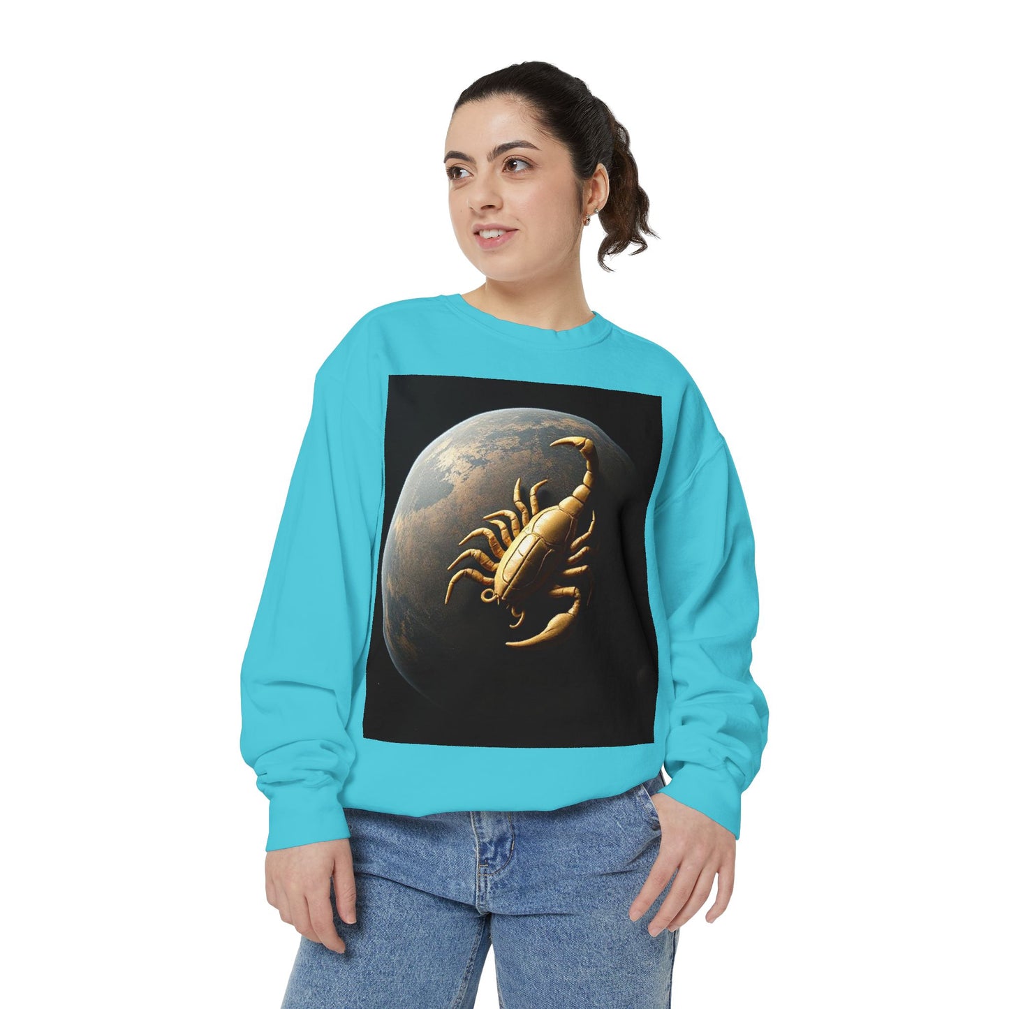 Garment-Dyed Sweatshirt, Unisex, Space Animal Design v1, Scorpio