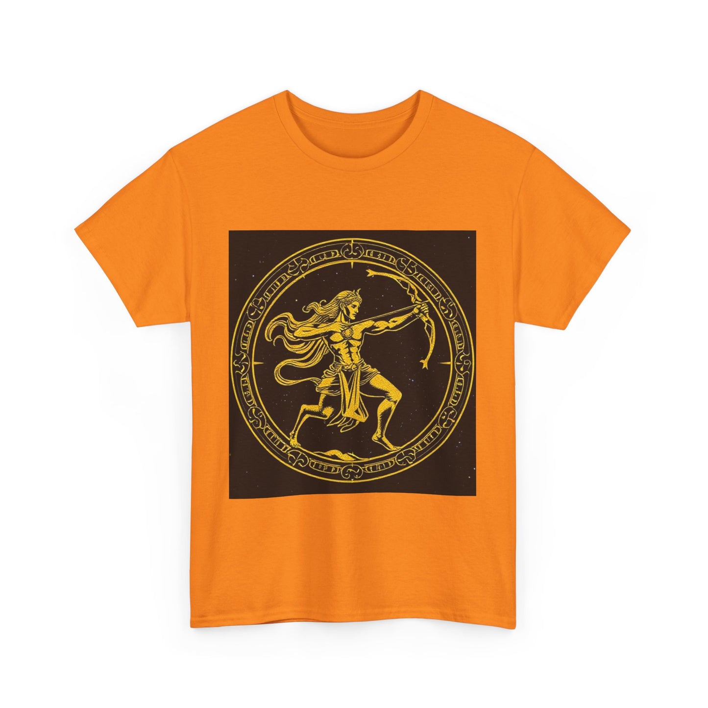 Unisex Heavy Cotton T-Shirt, Mythical Faun/Satyr v1, Sagittarius Zodiac Design