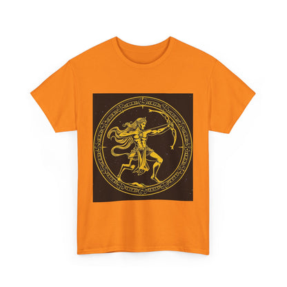 Unisex Heavy Cotton T-Shirt, Mythical Faun/Satyr v1, Sagittarius Zodiac Design