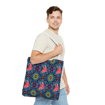 Tote Bag (AOP), Capricorn, Zodiac v1, Flower Pattern