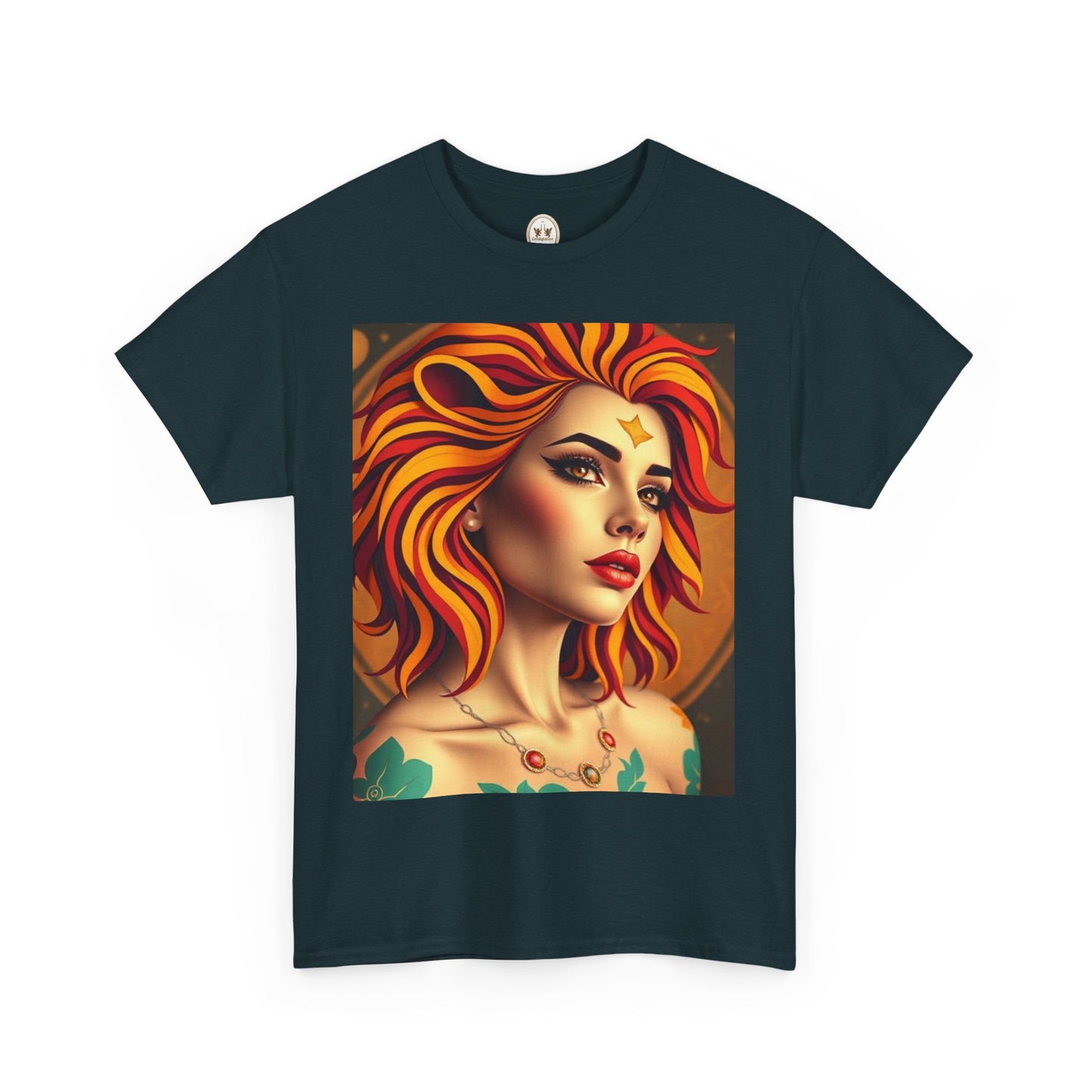 Unisex Heavy Cotton T-Shirt, Leo, Zodiac v3, Sexy Art
