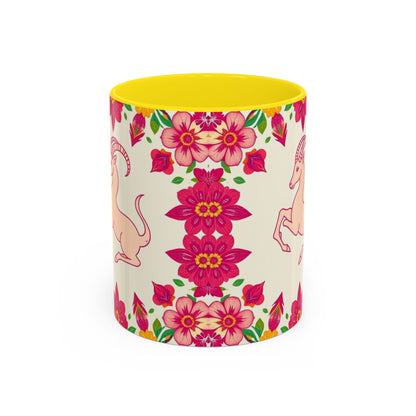 Accent Coffee Mug, Capricorn, Zodiac v2, Flower Pattern, (11, 15oz)