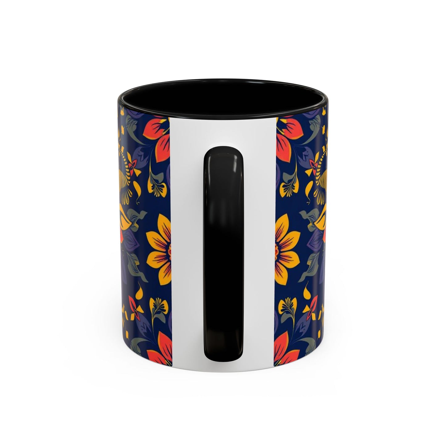 Accent Coffee Mug, Taurus, Zodiac v1. Flower Pattern, (11, 15oz)