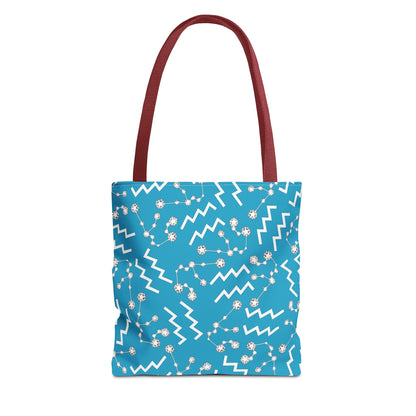Tote Bag, Aquarius Zodiac Sign, AOP, (Turquoise, White)