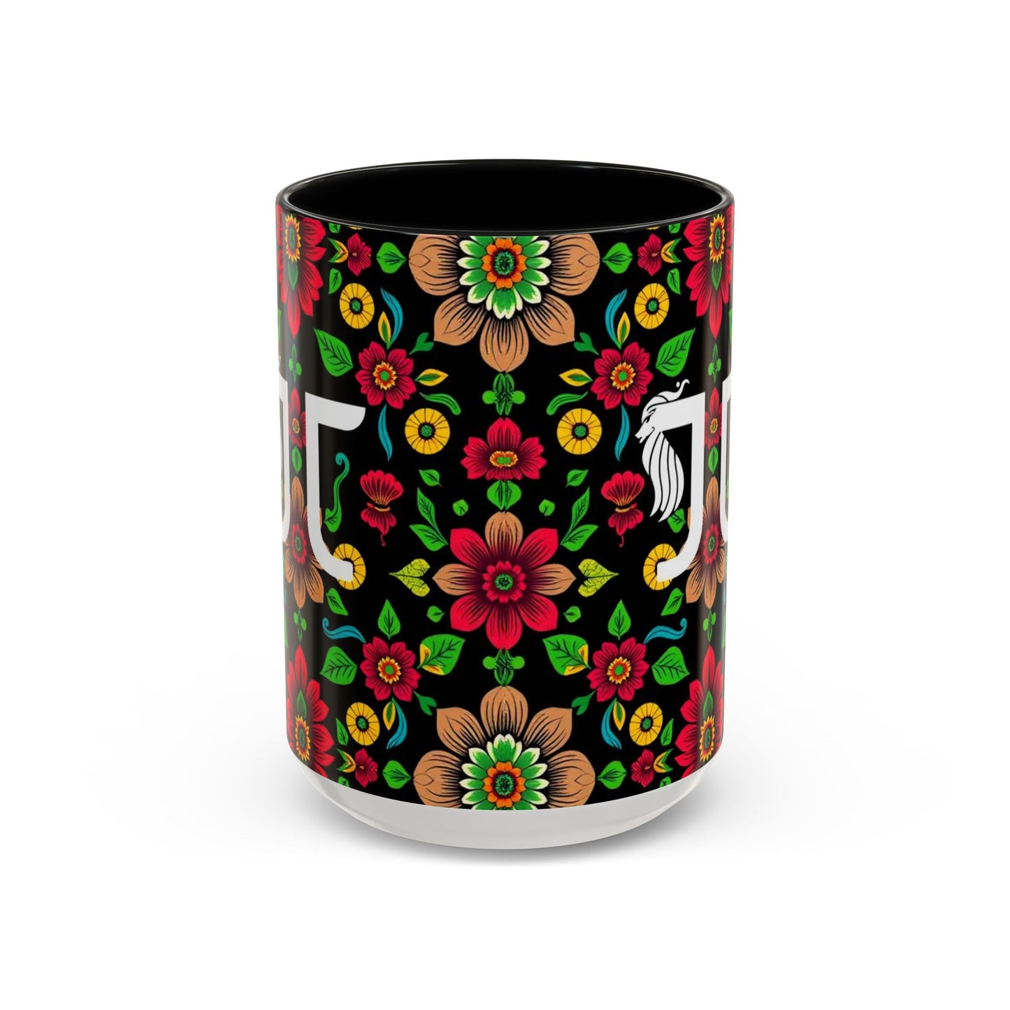 Accent Coffee Mug, Gemini, Zodiac v4, Flower Pattern, (11, 15oz)