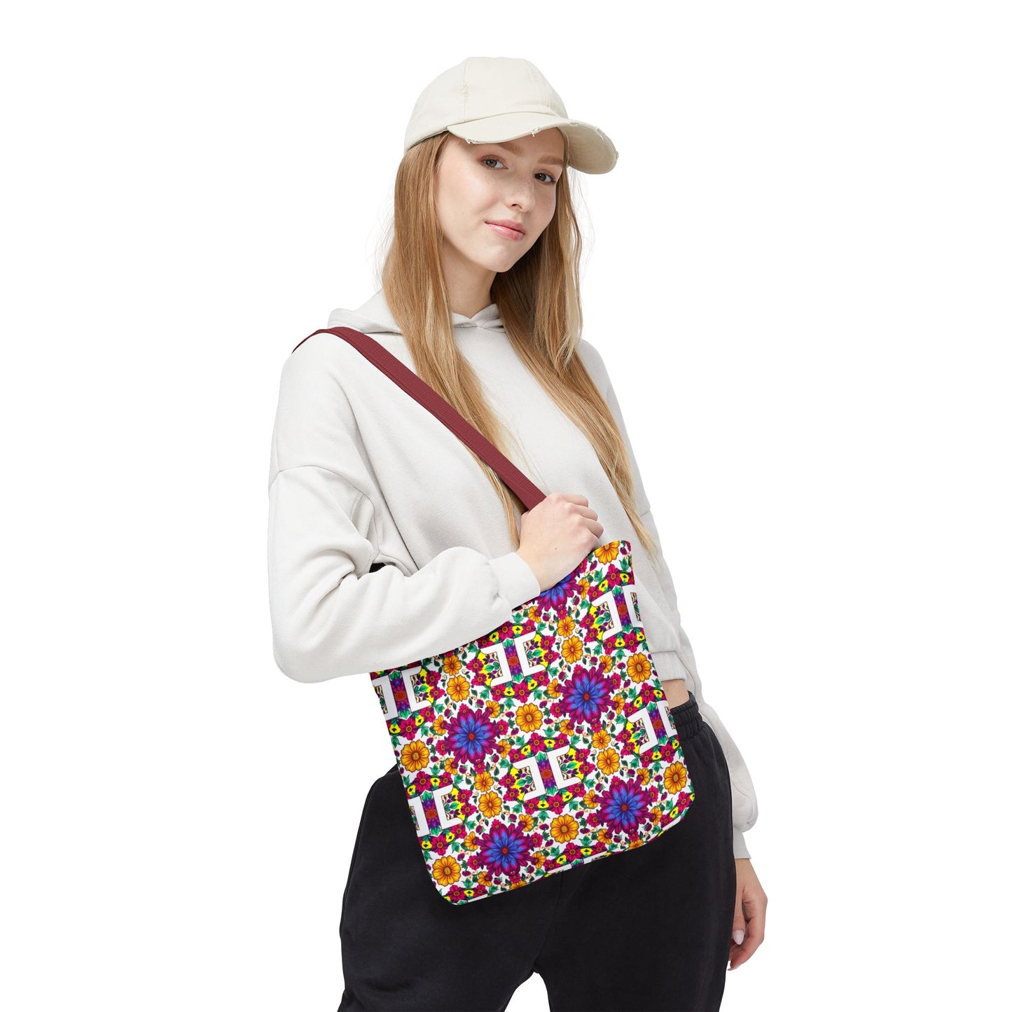 Tote Bag, (AOP), Gemini, Zodiac v3, Flower Pattern