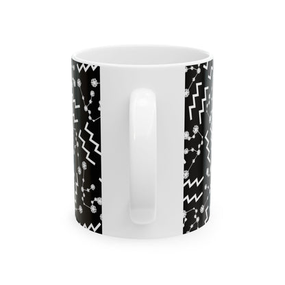 Ceramic Mug, (11oz, 15oz), Ceramic Coffee Mug, Black AOP, Aquarius Zodiac Design