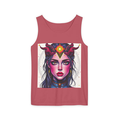 Unisex Garment-Dyed, Tank Top, Virgo Design, Pop Art, 100% US cotton