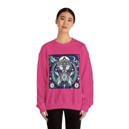 Unisex Heavy Blend™ Crewneck Sweatshirt,Twin Body, Gemini Zodiac Design