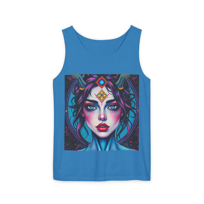 Unisex Garment-Dyed, Tank Top, Aquarius Design, Pop Art, 100% Ringspun US cotton