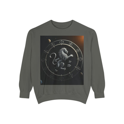 Garment-Dyed Sweatshirt, Unisex, Space Animal Design, Leo