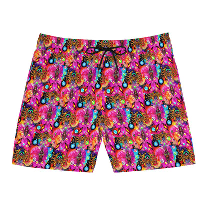 Men's Mid-Length Swim Shorts, (AOP), Scorpio, Zodiac v2, Bubble Pattern