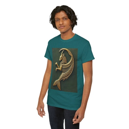 Unisex Heavy Cotton T-Shirt, Capricorn Animal v1, Symbol, Zodiac Design