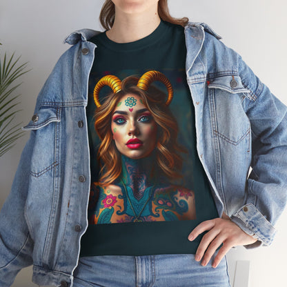 Unisex Heavy Cotton T-Shirt, Capricorn, Zodiac v1, Sexy Art