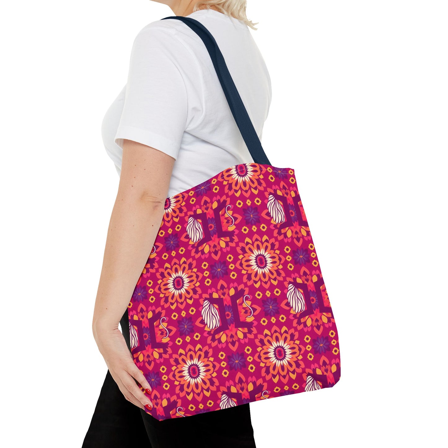 Tote Bag (AOP), Gemini, Zodiac v1, Flower Pattern