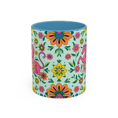 Accent Coffee Mug, Aquarius, Zodiac, Flower Pattern, (11, 15oz)