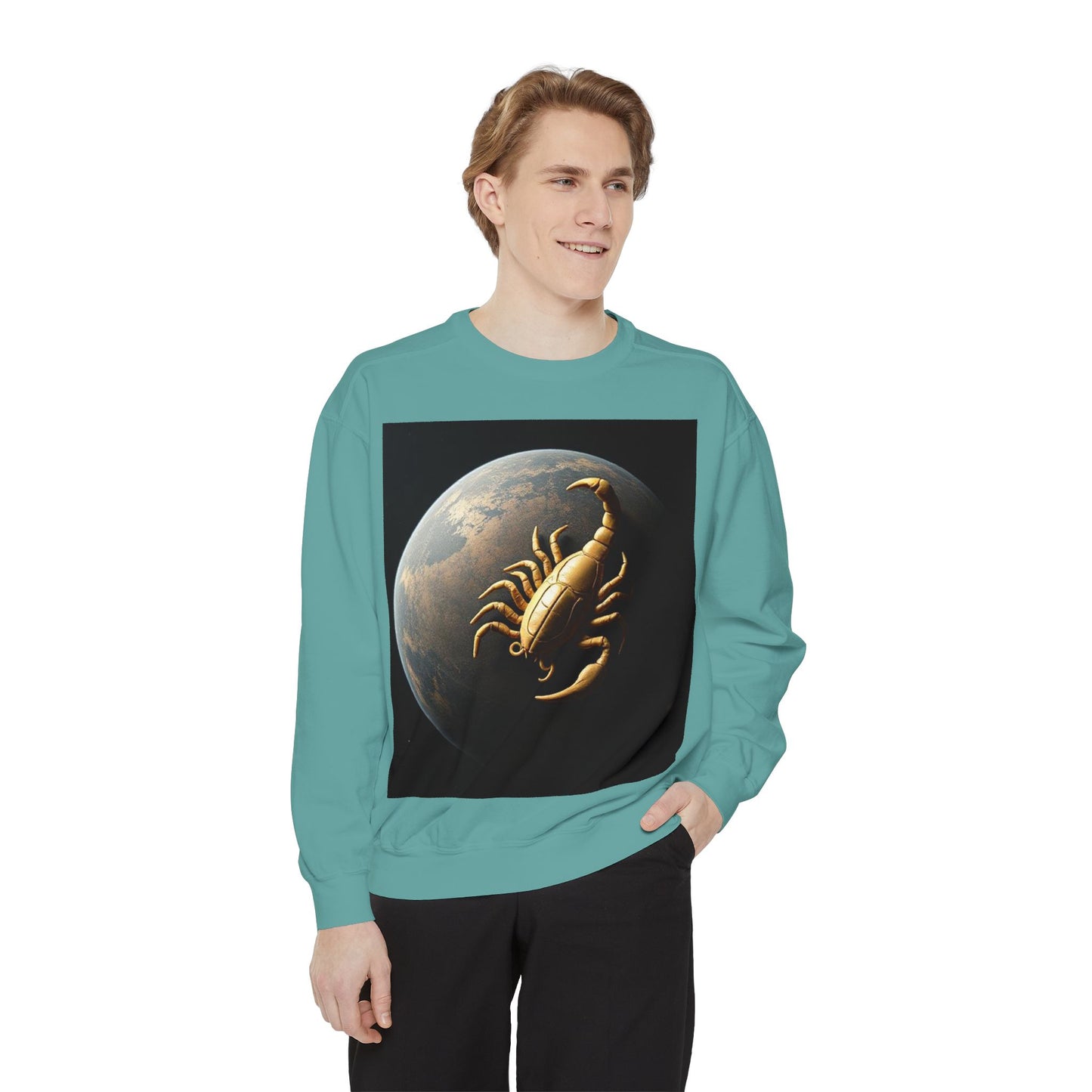 Garment-Dyed Sweatshirt, Unisex, Space Animal Design v1, Scorpio