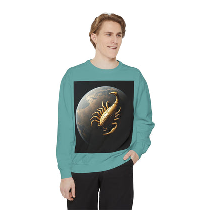 Garment-Dyed Sweatshirt, Unisex, Space Animal Design v1, Scorpio