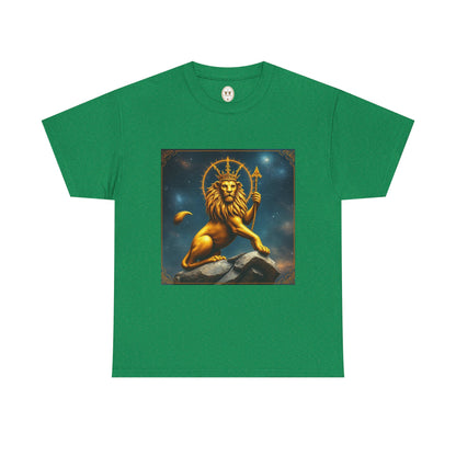 Unisex Heavy Cotton T-Shirt, King of Lions, Leo Zodiac Design