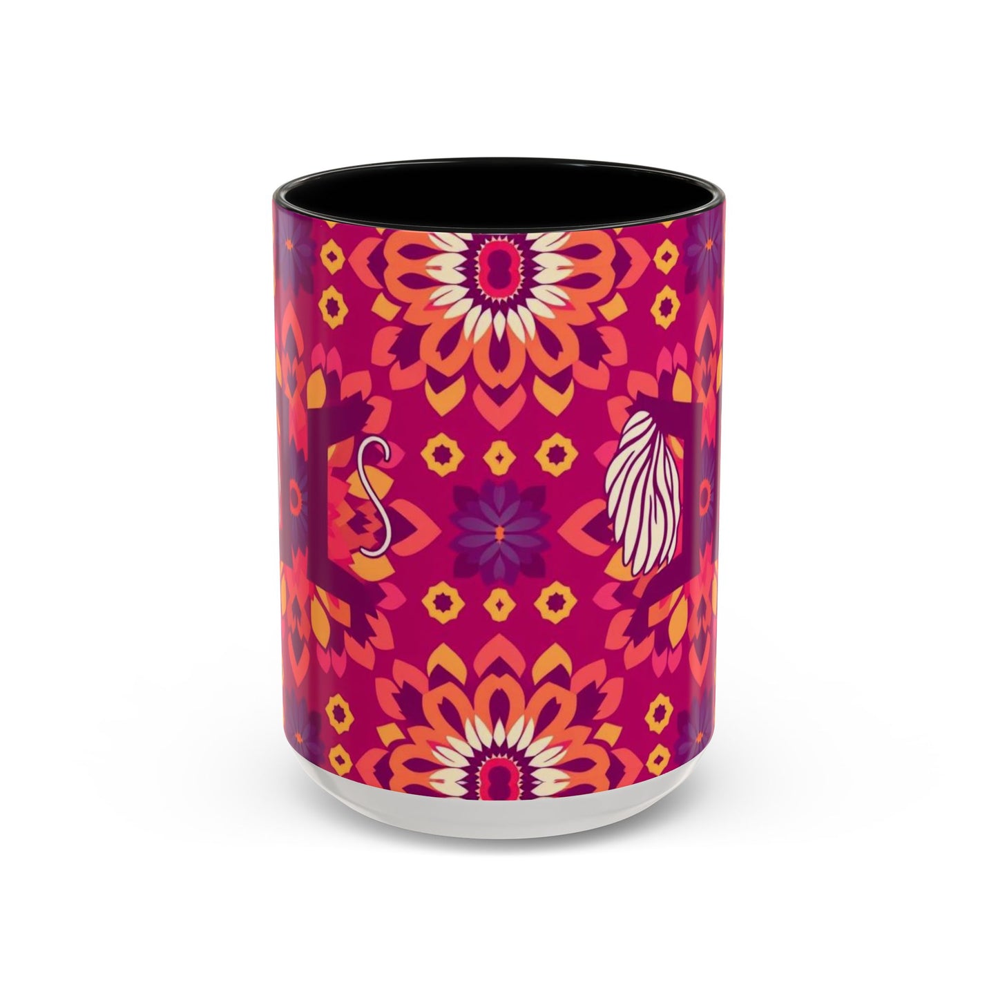 Accent Coffee Mug, Gemini, Zodiac v1, Flower Pattern, (11, 15oz)