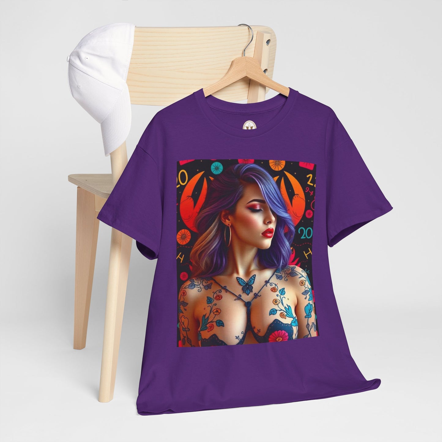 Unisex Heavy Cotton T-Shirt, Cancer, Zodiac, Sexy Art