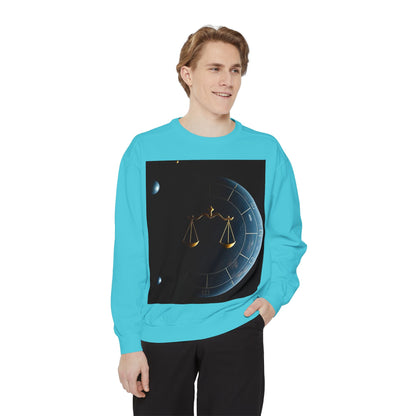 Garment-Dyed Sweatshirt, Unisex, Space Animal Design v1, Libra