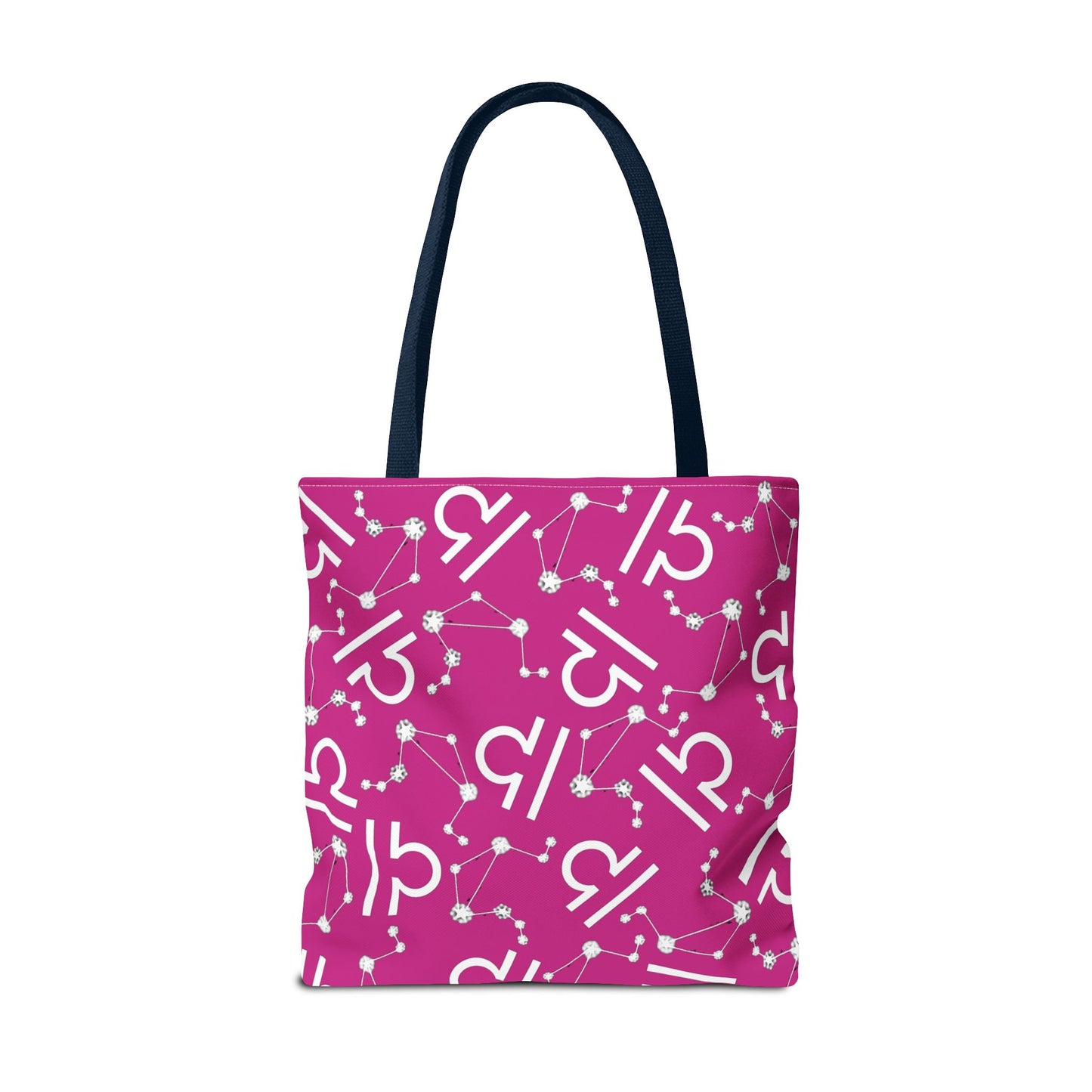 Tote Bag, Libra Zodiac Sign, AOP, (Pink, White)