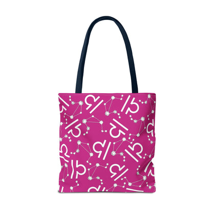 Tote Bag, Libra Zodiac Sign, AOP, (Pink, White)