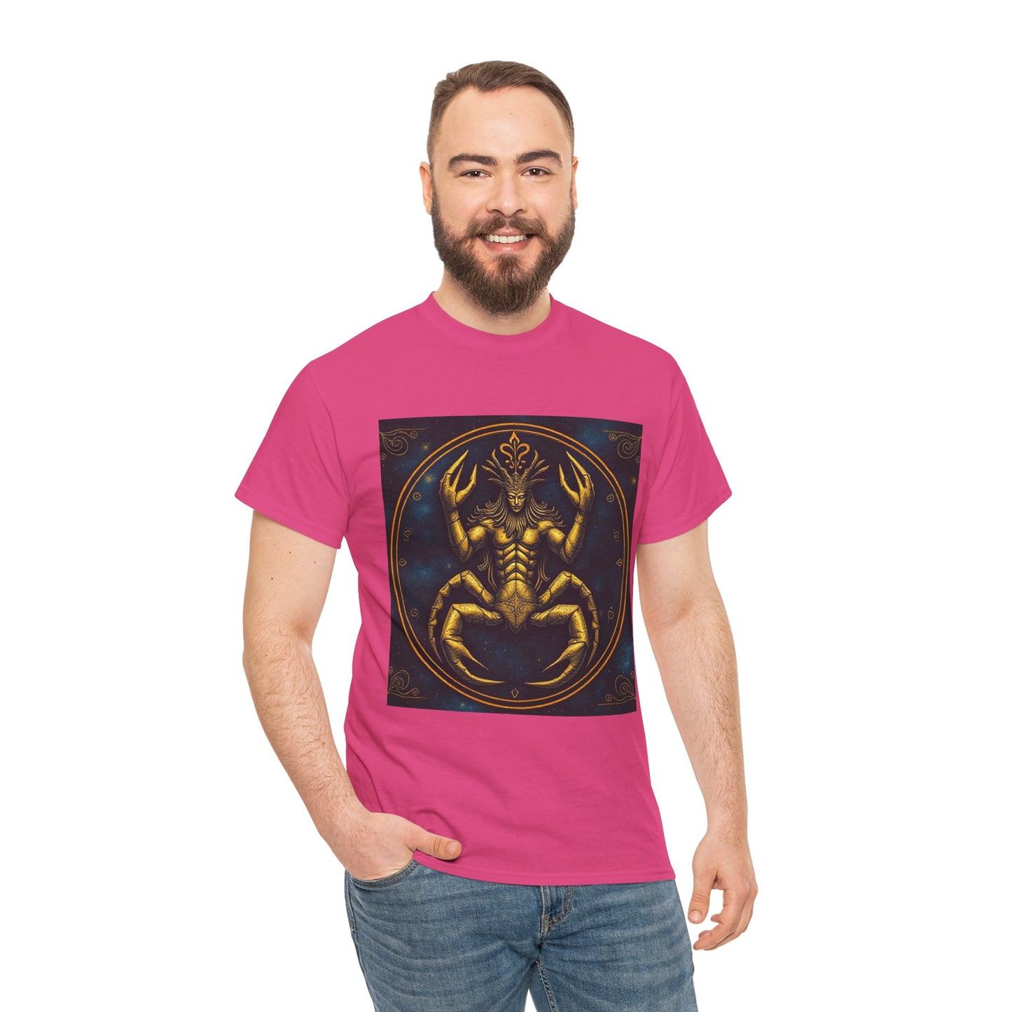 Unisex Heavy Cotton T-Shirt, Scorpion King 1v, Cancer Zodiac Design