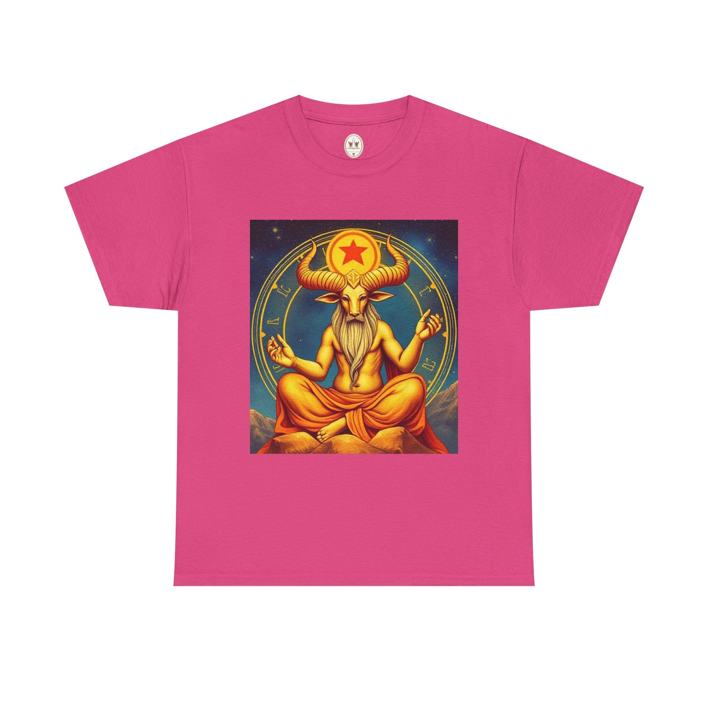 Unisex Heavy Cotton T-Shirt, Meditating Bull, Taurus Zodiac Design