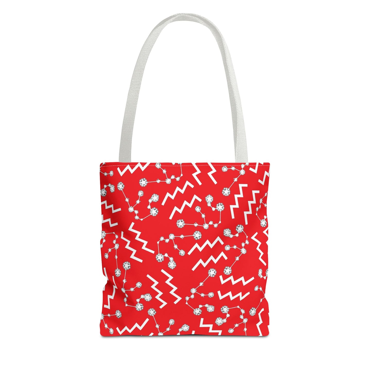 Tote Bag, Aquarius Zodiac Sign, AOP, (Red, White)