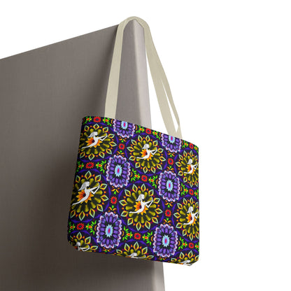 Tote Bag, (AOP), Sagittarius, Zodiac v5, Flower Pattern