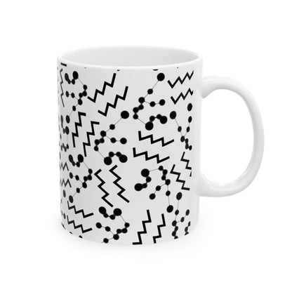 Ceramic Mug, (11oz, 15oz), Ceramic Coffee Mug, AOP, Constellation & Symbol, Aquarius Zodiac Design