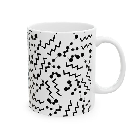 Ceramic Mug, (11oz, 15oz), Ceramic Coffee Mug, AOP, Constellation & Symbol, Aquarius Zodiac Design