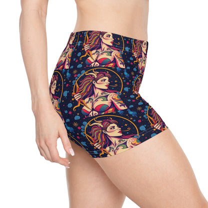 Women's Shorts, (AOP), Sagittarius, Zodiac v1, Sexy Pattern