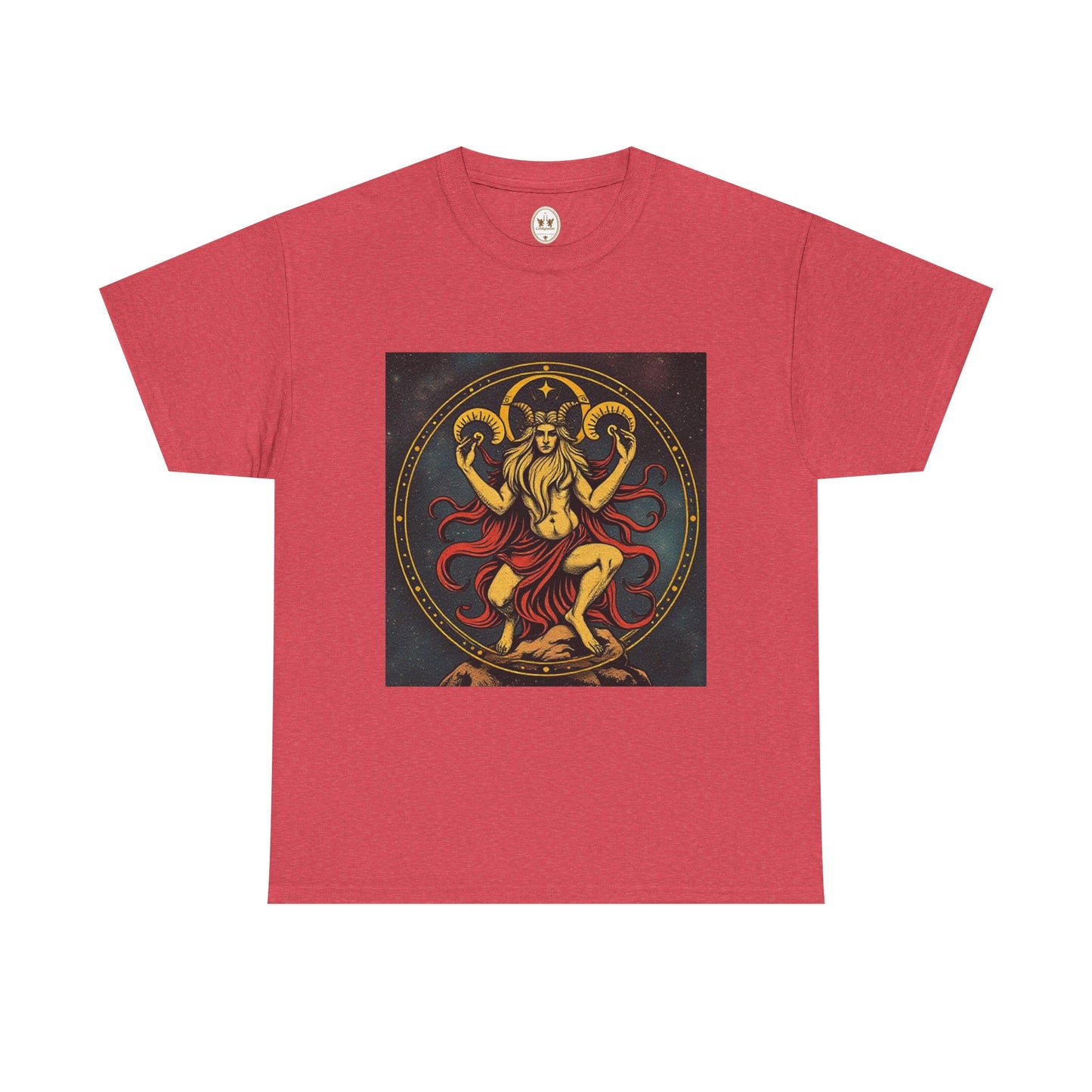 Unisex Heavy Cotton T-Shirt, Aries God 2v, Zodiac Design