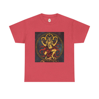 Unisex Heavy Cotton T-Shirt, Aries God 2v, Zodiac Design