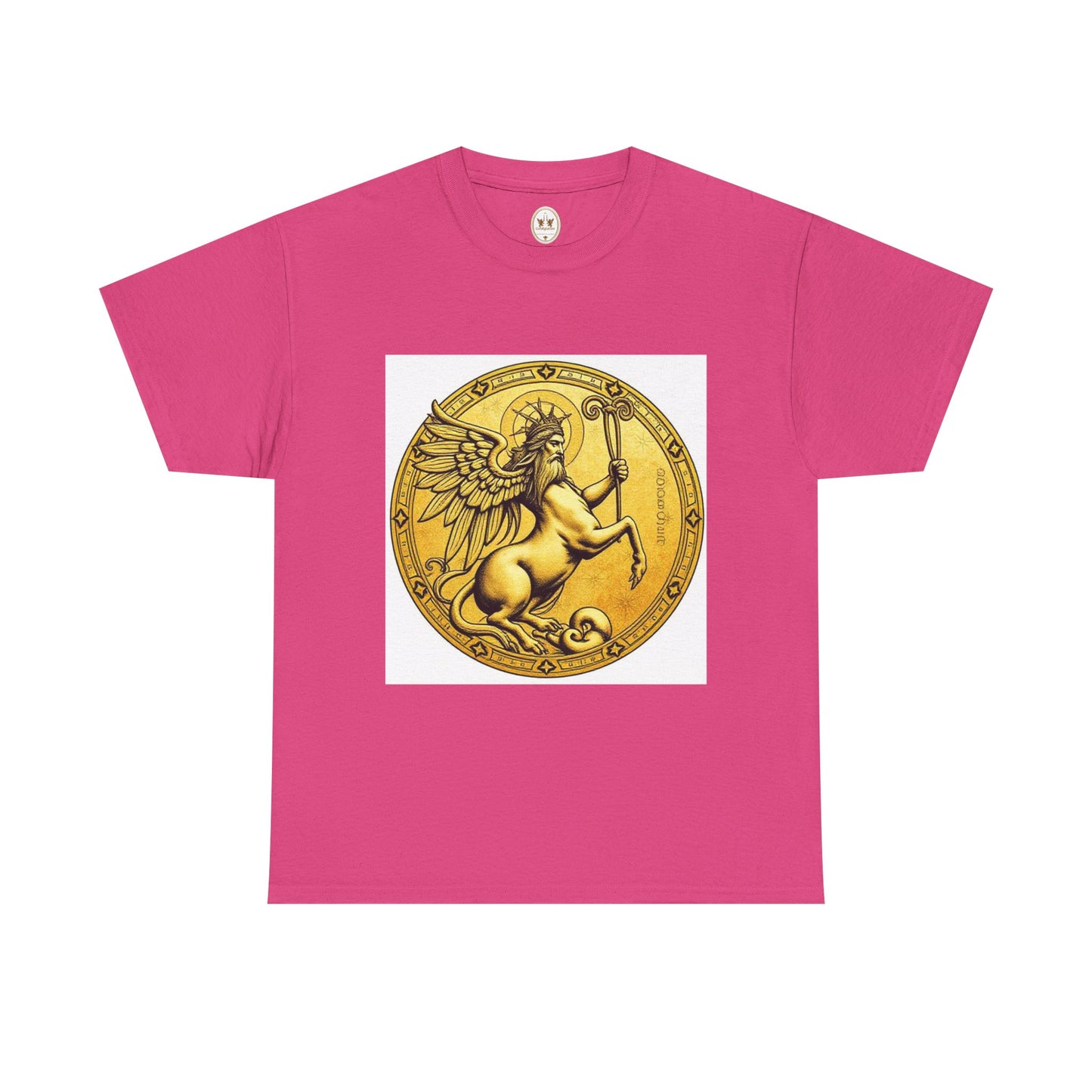 Unisex Heavy Cotton T-Shirt, Golden Angel Coin v1, Virgo Zodiac Design