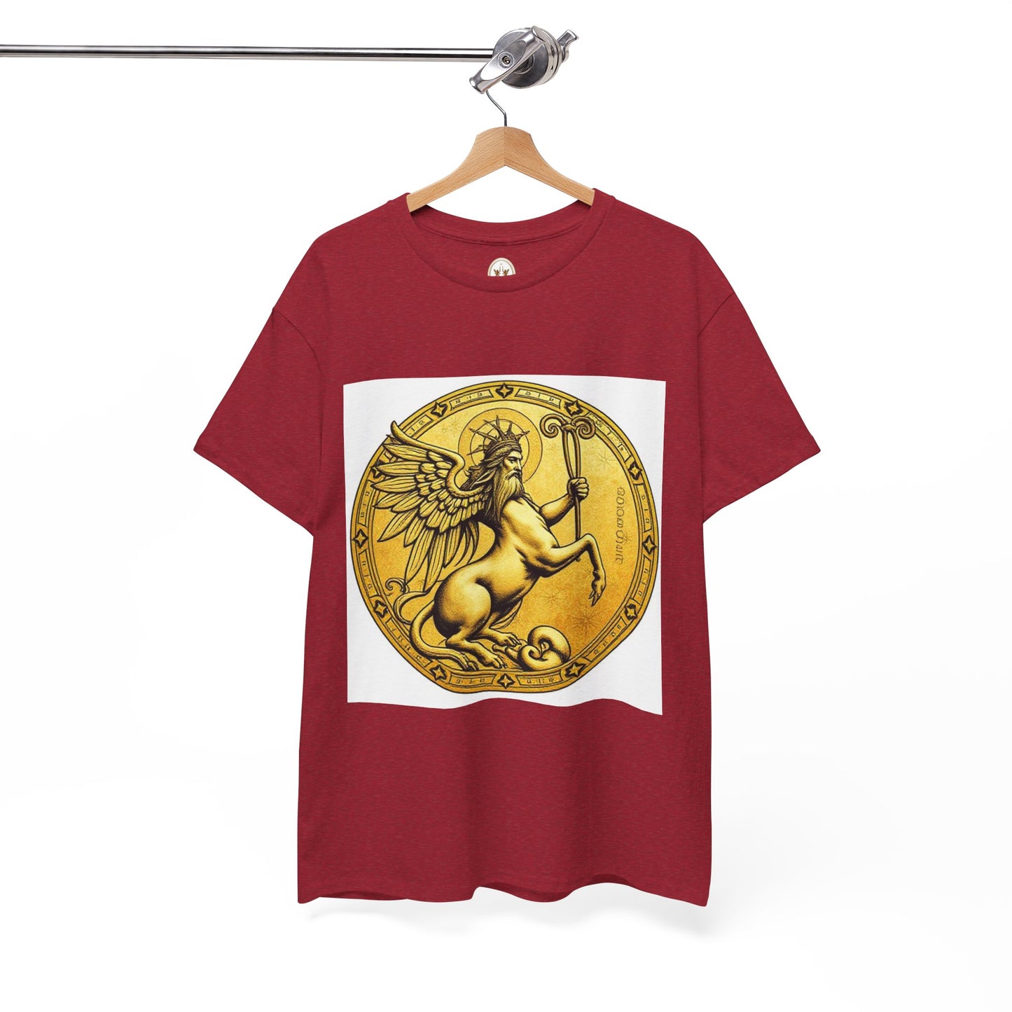 Unisex Heavy Cotton T-Shirt, Golden Angel Coin, Virgo Zodiac Design