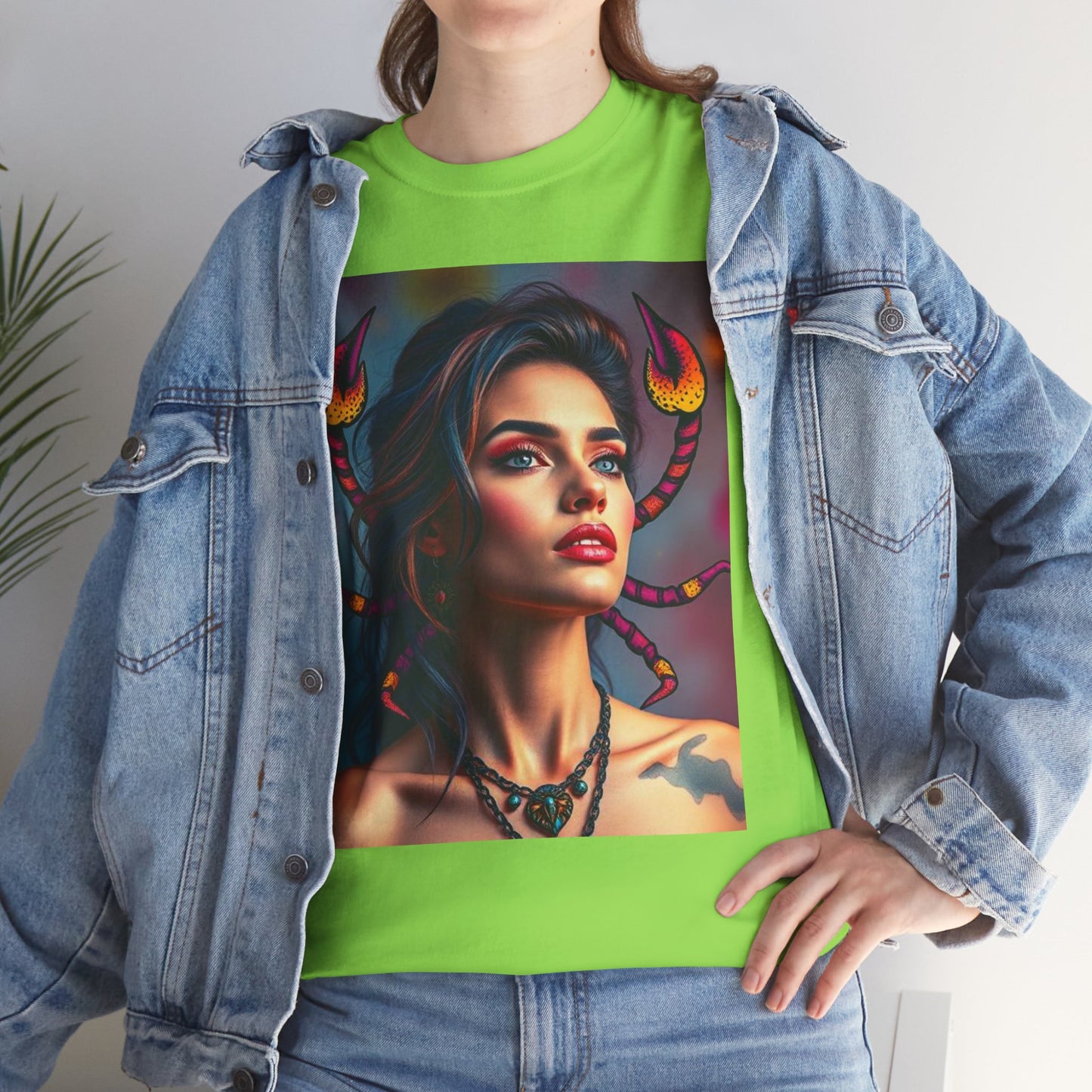 Unisex Heavy Cotton T-Shirt, Scorpio, Zodiac v2, Sexy Art