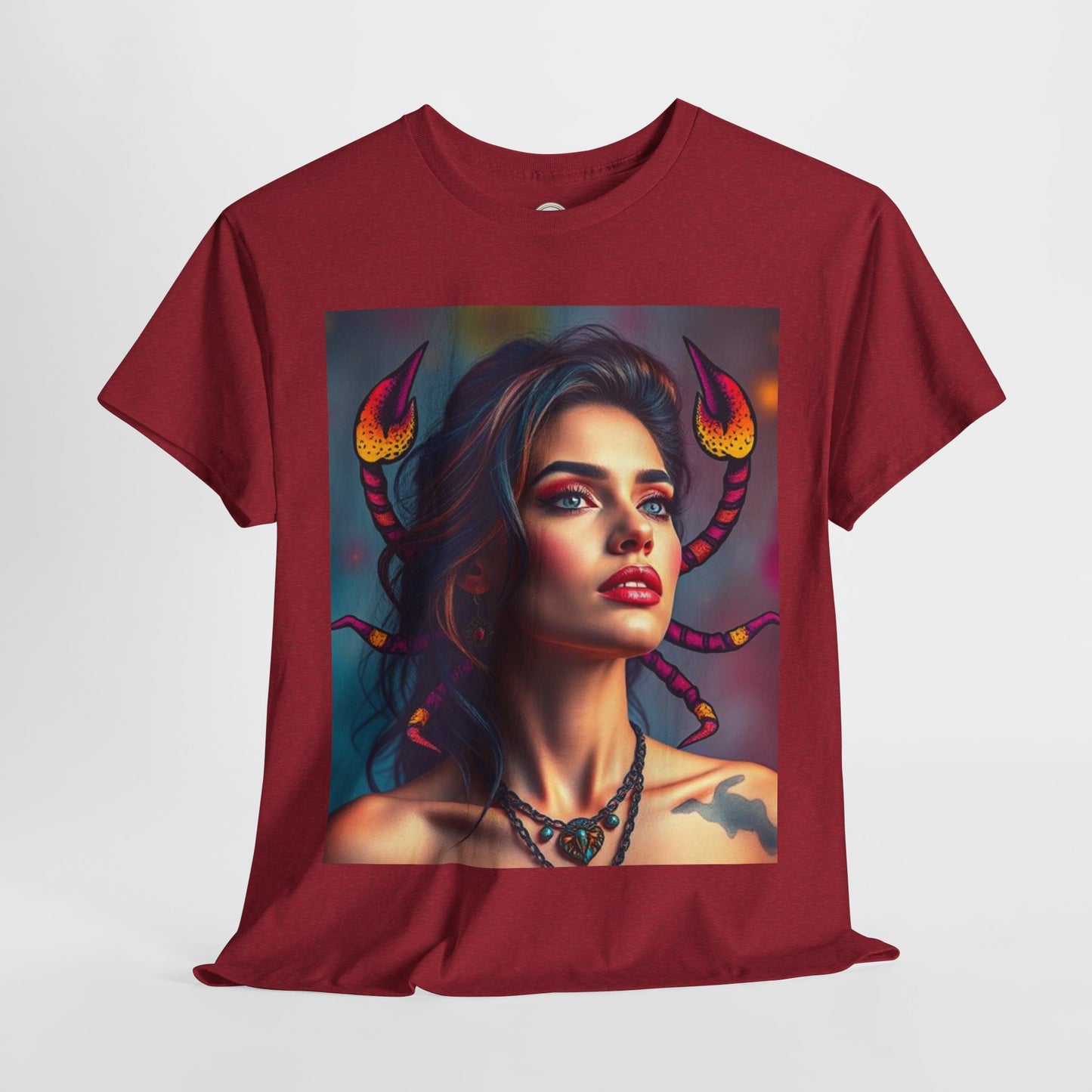 Unisex Heavy Cotton T-Shirt, Scorpio, Zodiac v2, Sexy Art