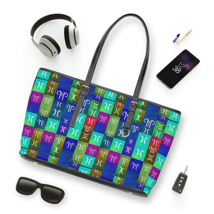 Leather Shoulder Bag, Aquarius, Zodiac v2, Shapes Pattern
