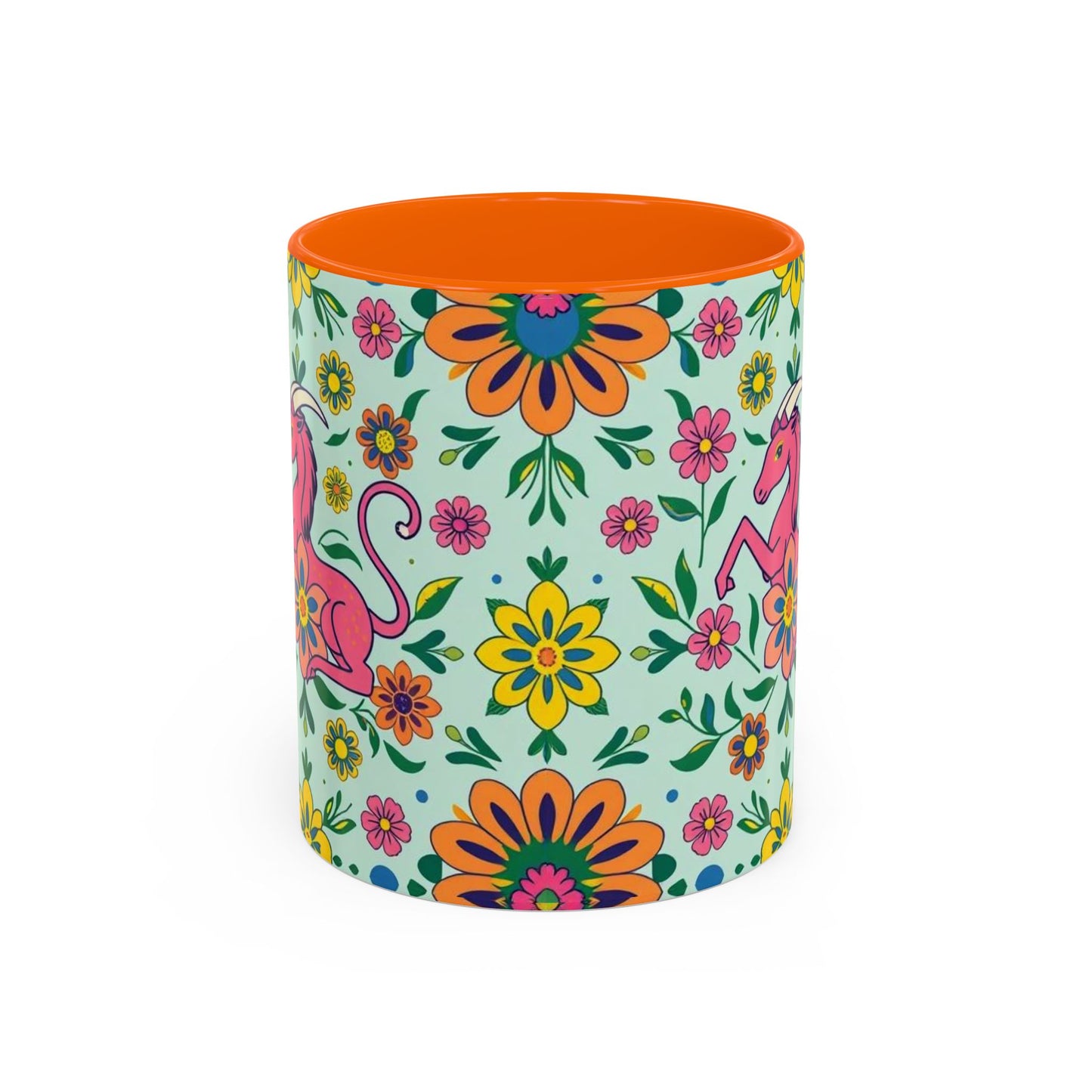Accent Coffee Mug, Aquarius, Zodiac, Flower Pattern, (11, 15oz)