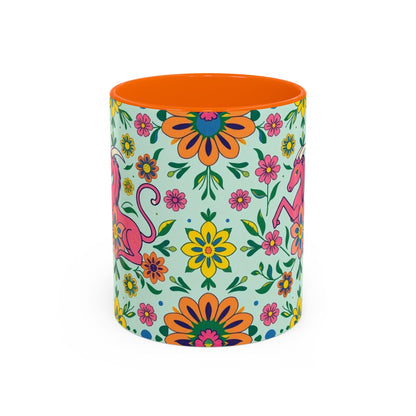 Accent Coffee Mug, Aquarius, Zodiac, Flower Pattern, (11, 15oz)