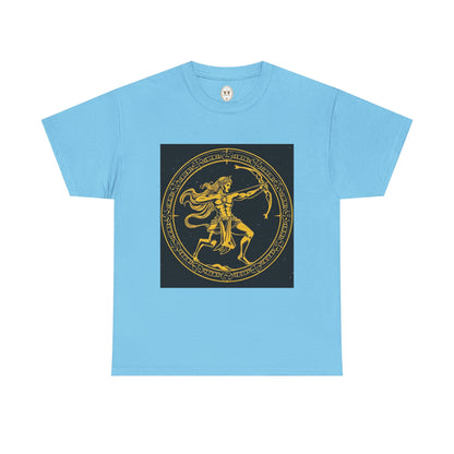 Unisex Heavy Cotton T-Shirt, Mythical Faun/Satyr, Sagittarius Zodiac Design