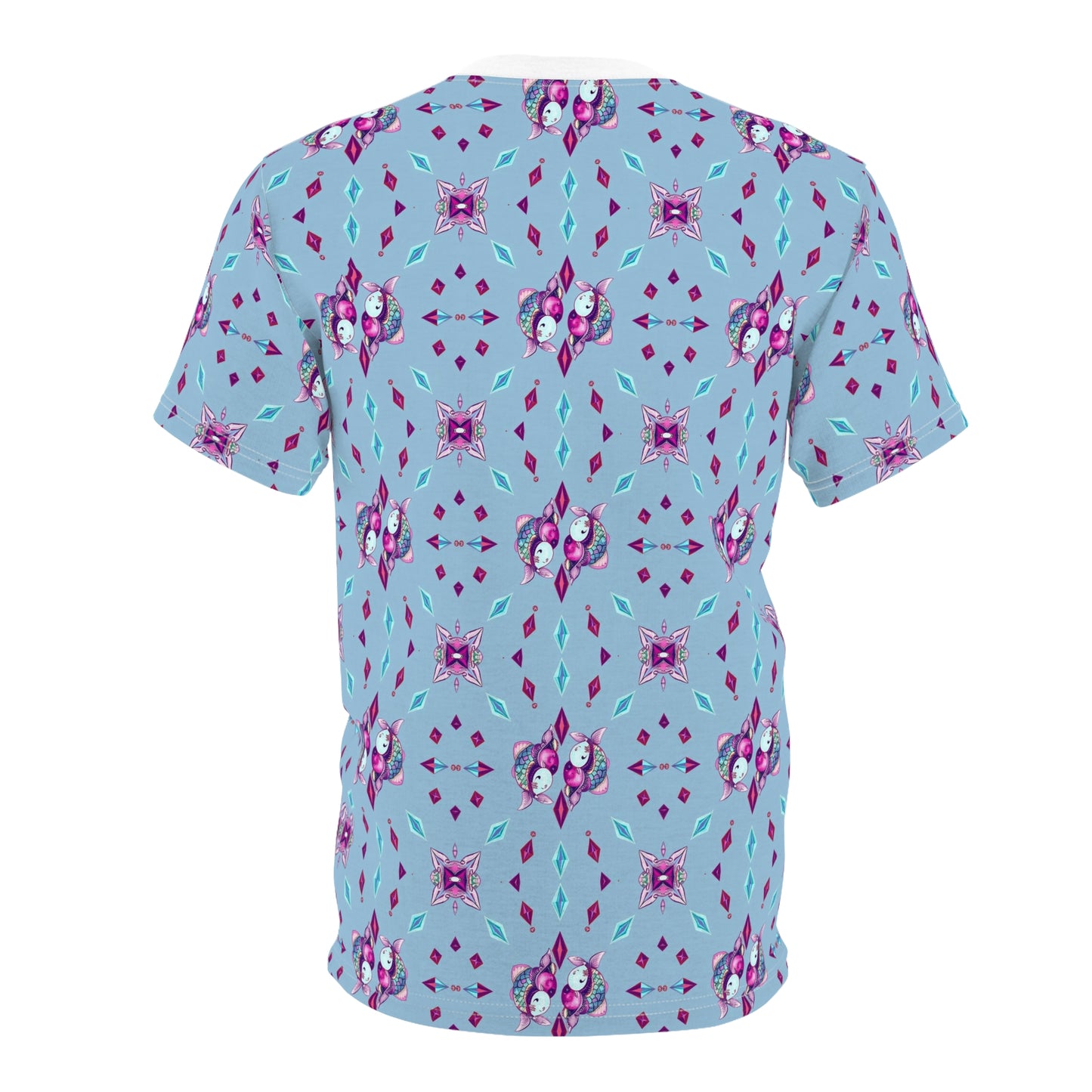 Unisex Cut & Sew T-Shirt, (AOP), Pisces, Zodiac v1, Jewels Pattern