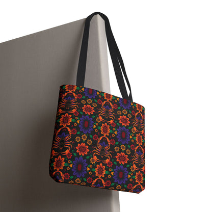 Tote Bag, (AOP), Scorpio, Zodiac v6, Flower Pattern