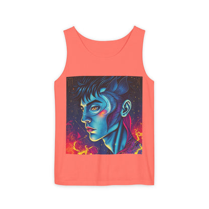 Unisex Garment-Dyed, Tank Top, Pisces Design, Pop Art v1, 100% US cotton