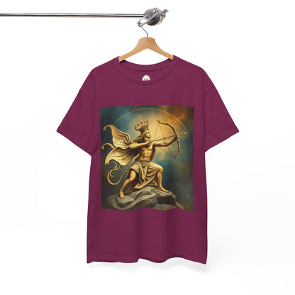 Unisex Heavy Cotton T-Shirt, Sagittarius King, Bow & Arrow v1, Zodiac Design